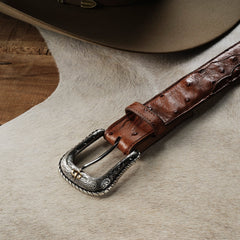 Ostrich Western Tab Belt Antique Cognac | Stetson