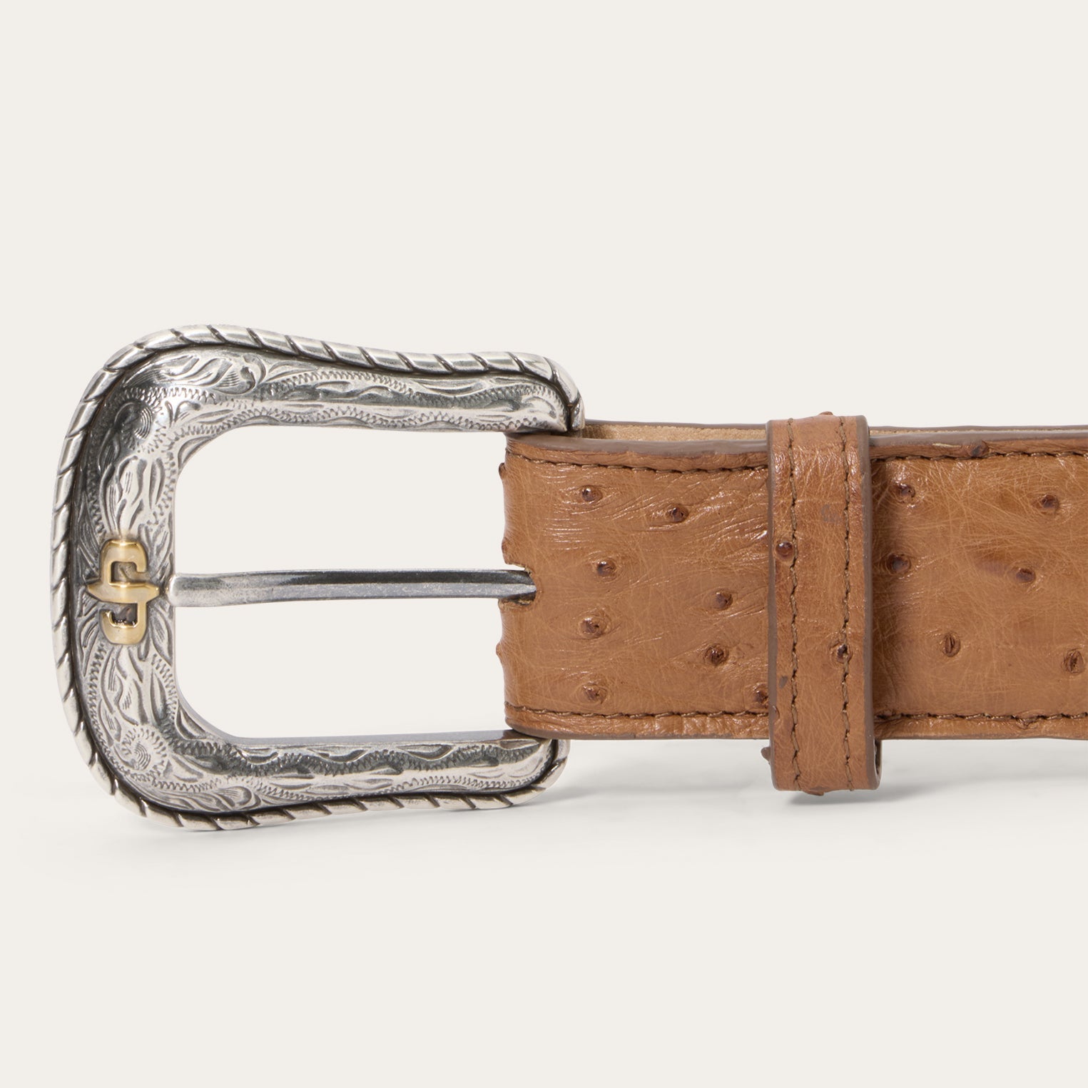 Ostrich Western Tab Belt Antique Cognac | Stetson