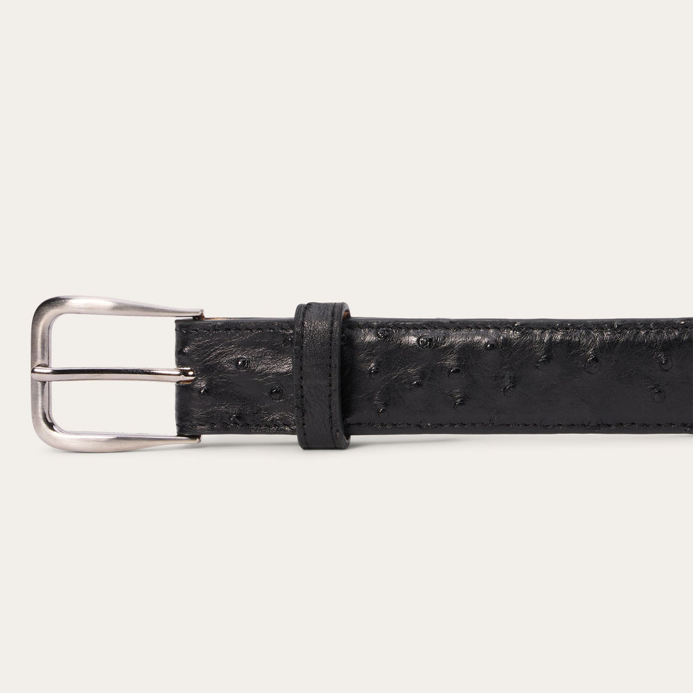 Ostrich Western Tab Belt - 1 1/4" Width Black Classic | Stetson