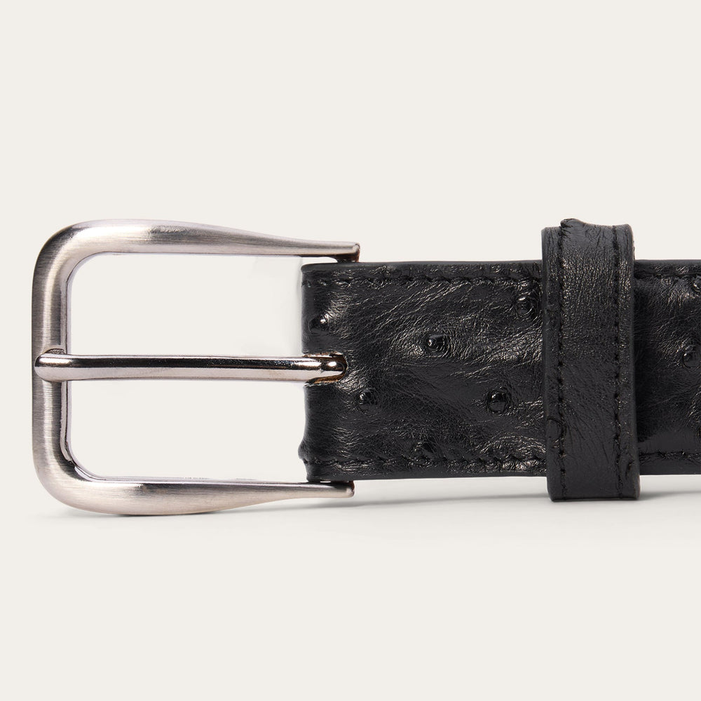 Ostrich Western Tab Belt - 1 1/4" Width Black Classic | Stetson