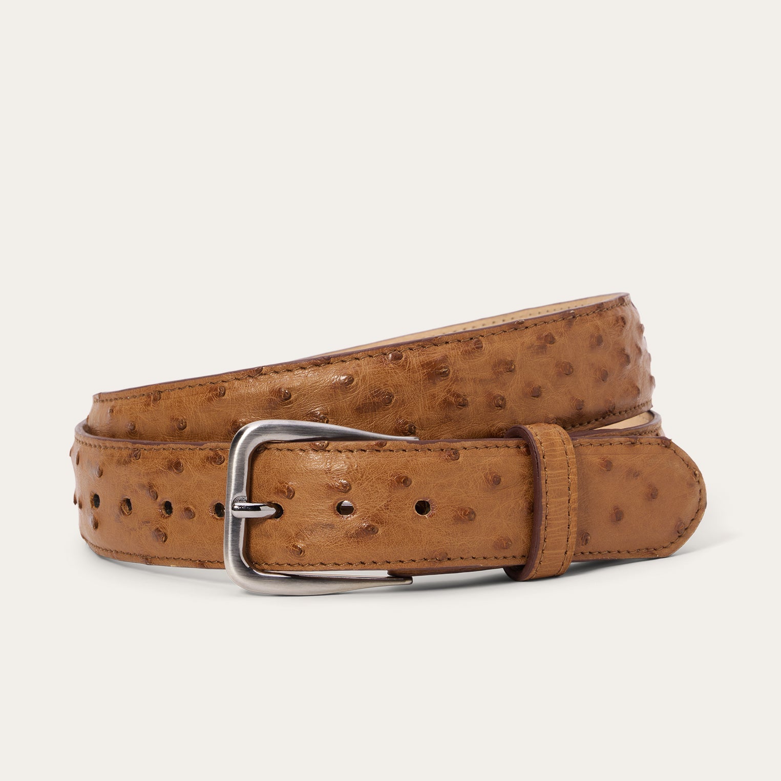 Ostrich Western Tab Belt - 1 1/4" Width Antique Cognac | Stetson