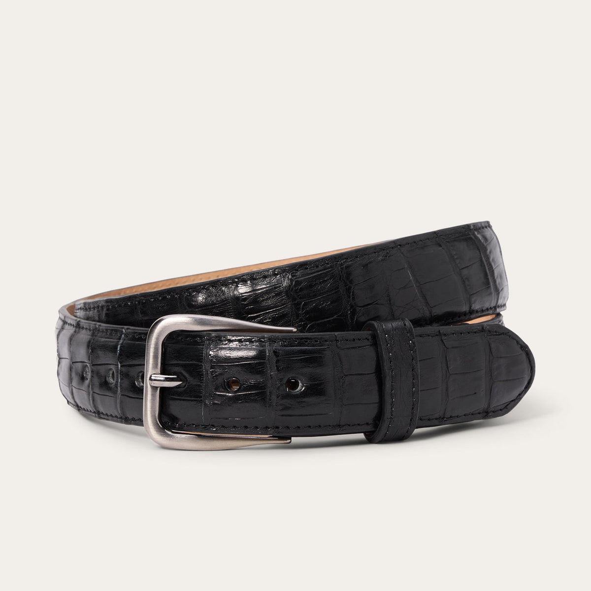 Caiman Western Tab Belt - 1 1/4" Width Black Classic | Stetson