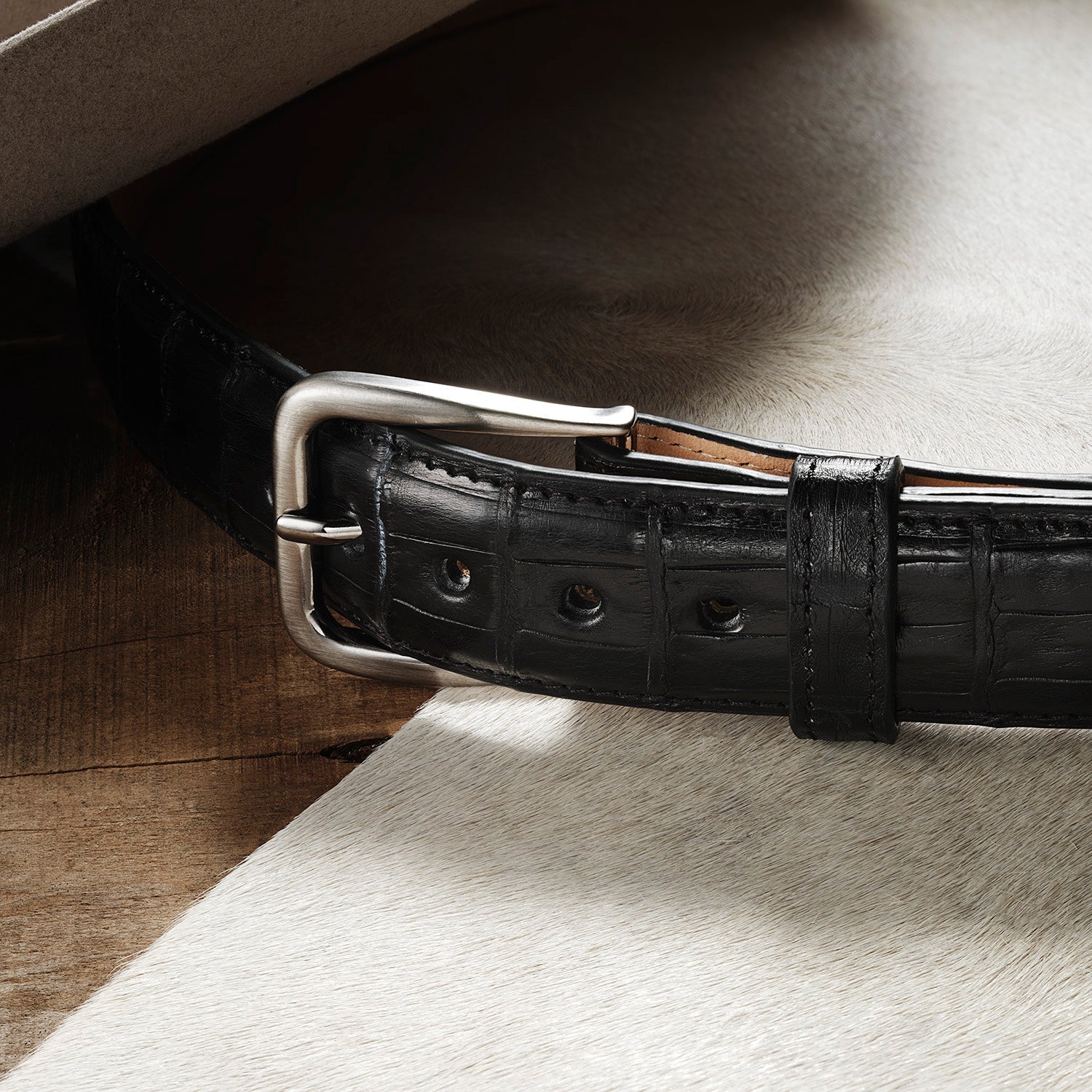 Caiman Western Tab Belt - 1 1/4" Width Black Classic | Stetson