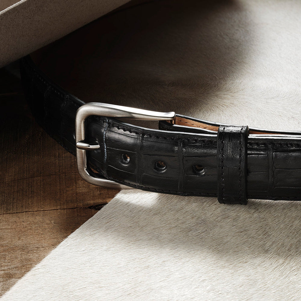Caiman Western Tab Belt - 1 1/4" Width Black Classic | Stetson