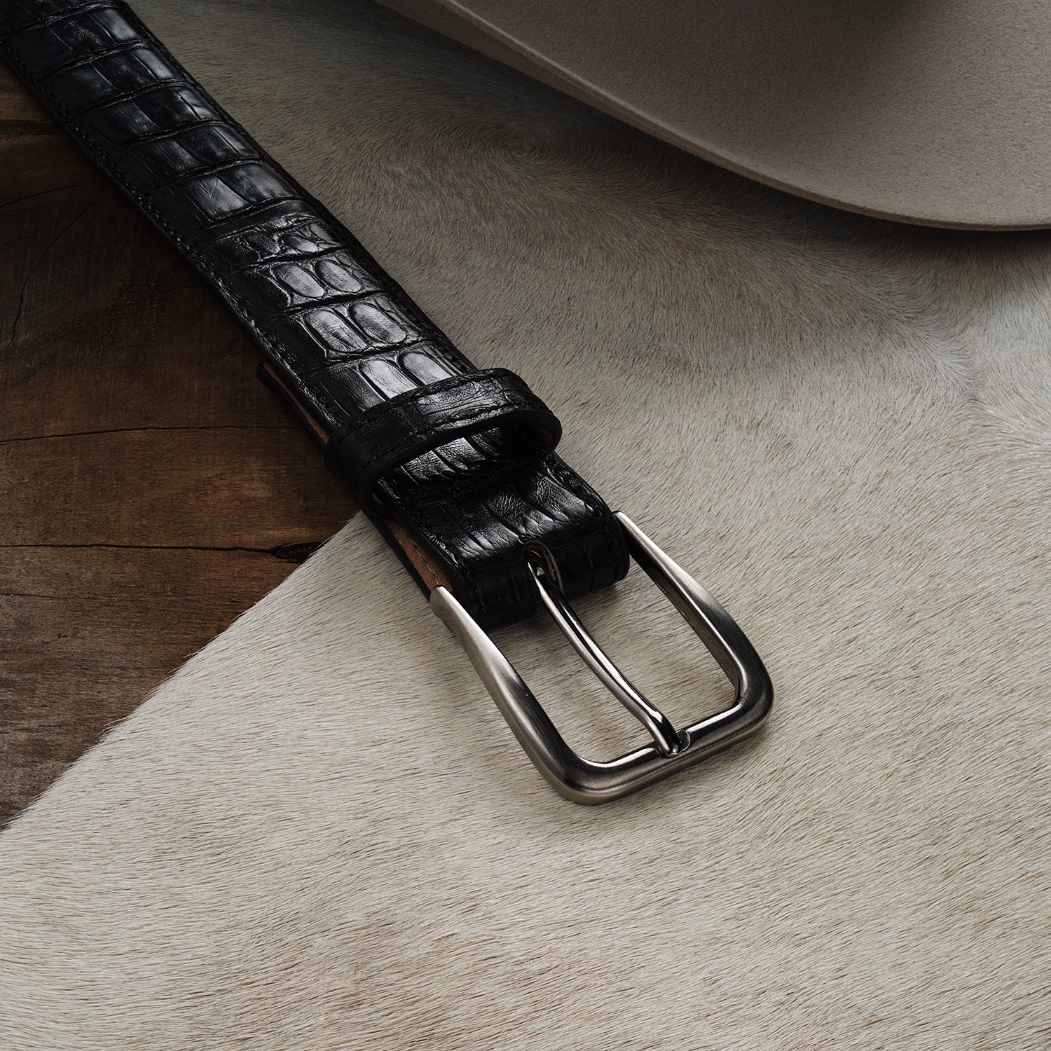 Caiman Western Tab Belt - 1 1/4" Width Black Classic | Stetson