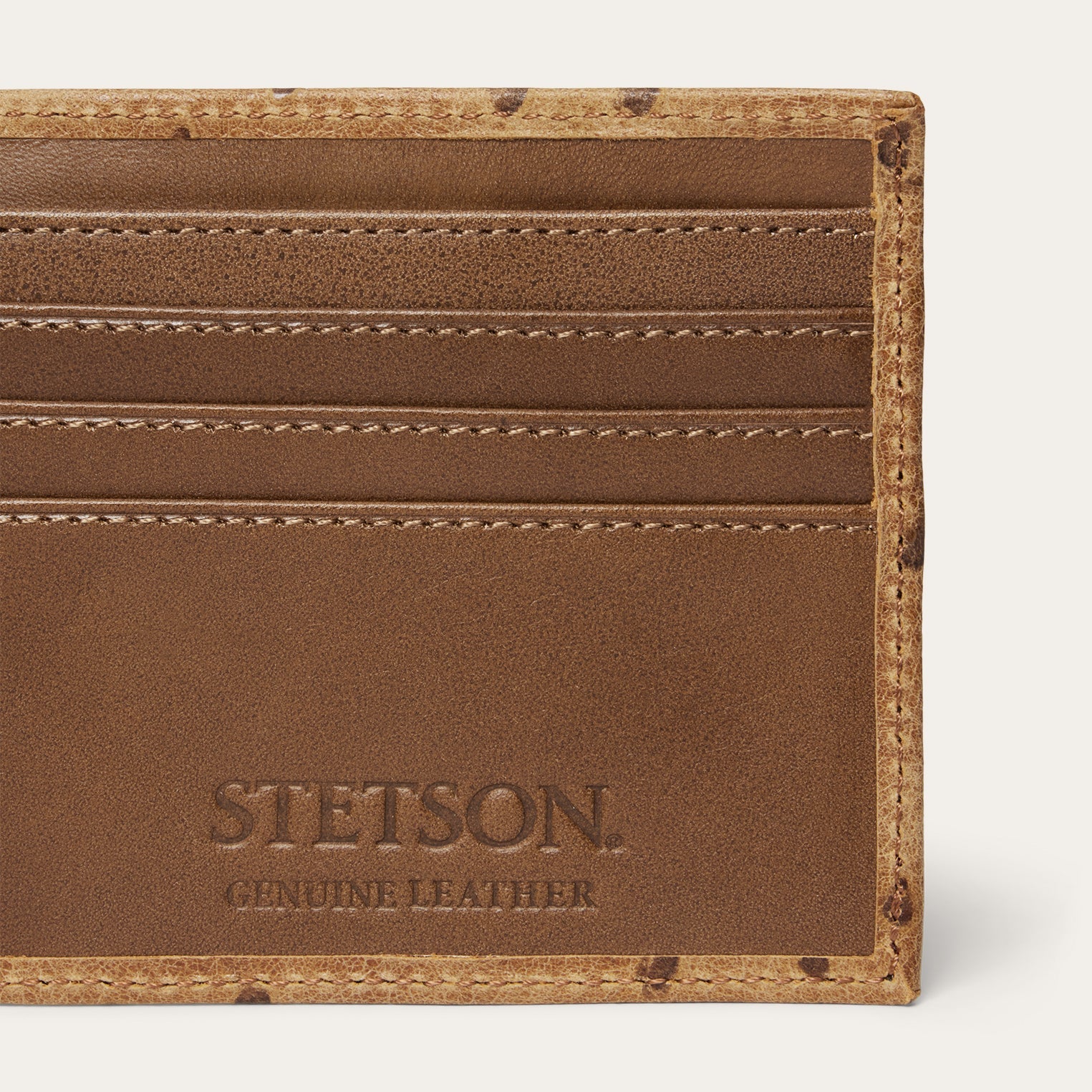 Tooled Embossed Ostrich Bi-Fold Wallet Brown / California Nut | Stetson