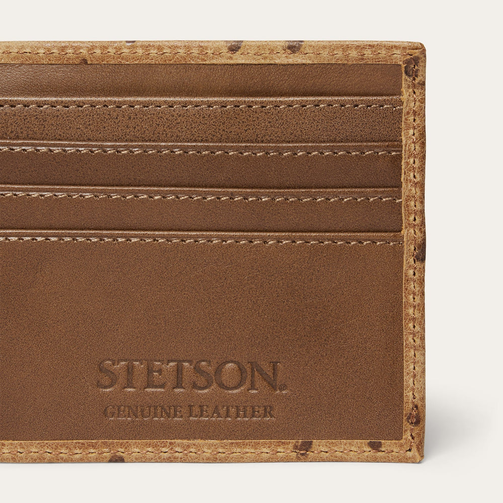 Tooled Embossed Ostrich Bi-Fold Wallet Brown / California Nut | Stetson