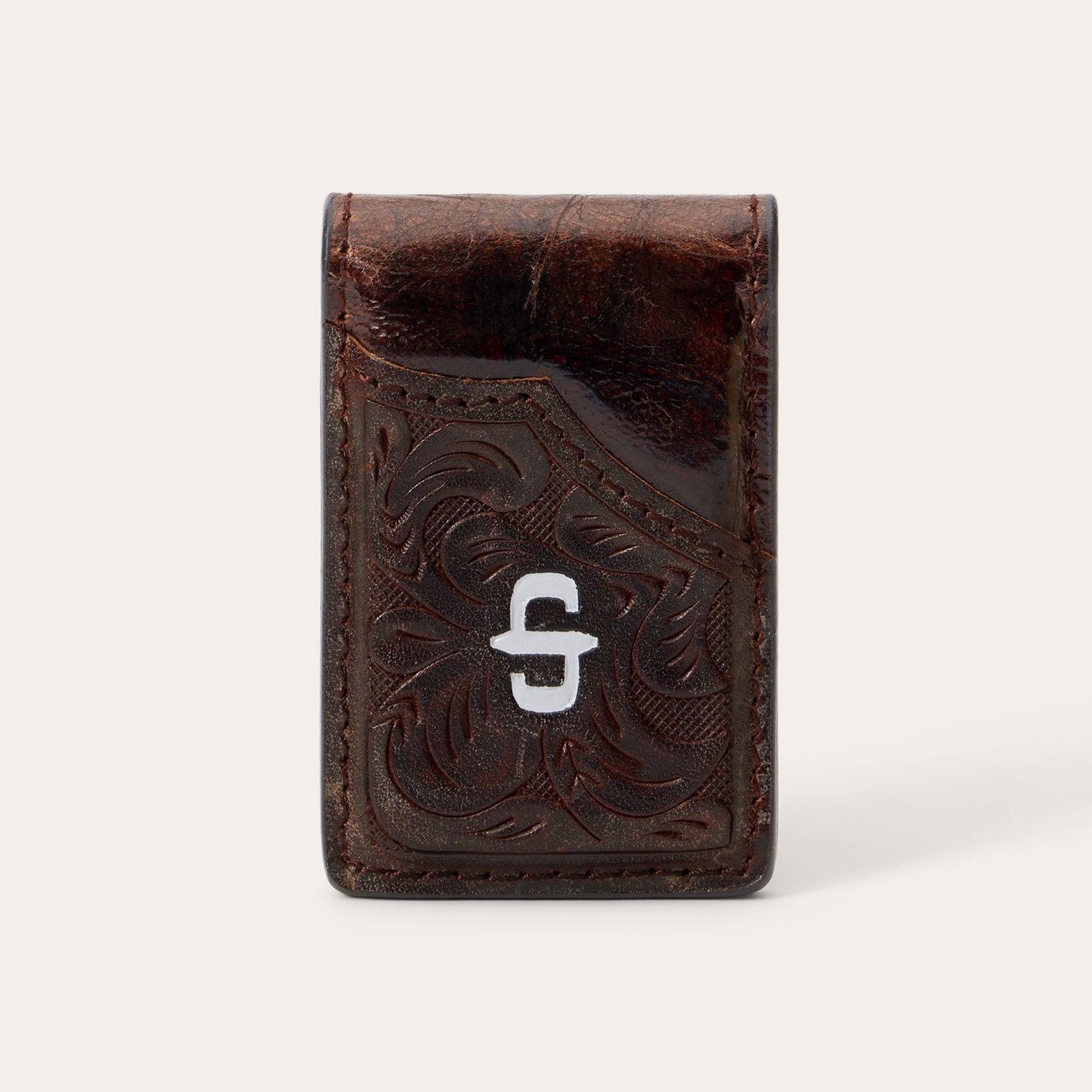 Tooled Embossed Croco Money Clip Brown | Stetson