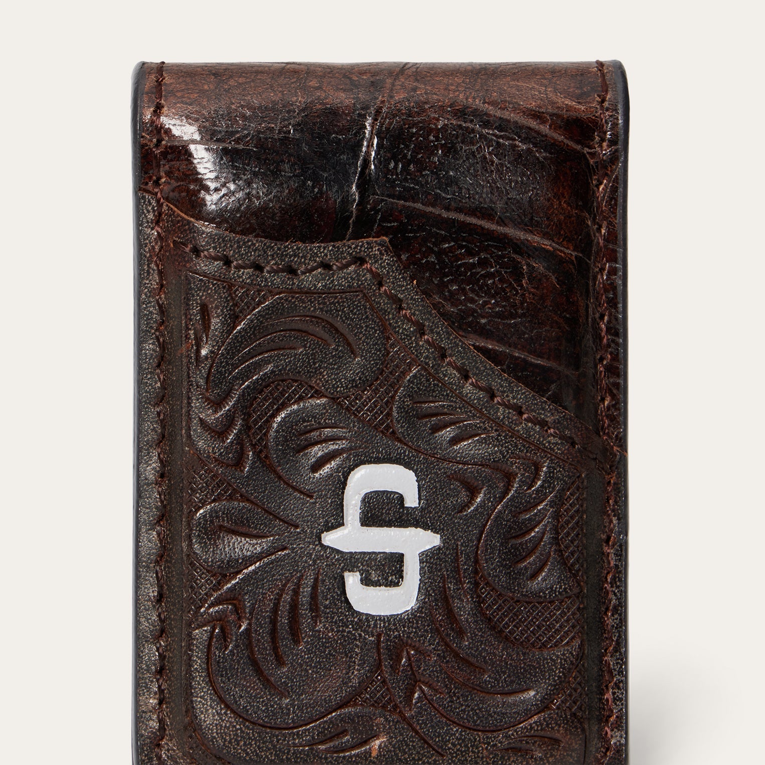 Tooled Embossed Croco Money Clip Brown | Stetson