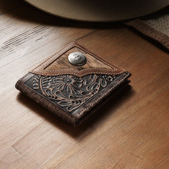 Hair-On-Hide Concho Bi-Fold Wallet Vintage Brown | Stetson