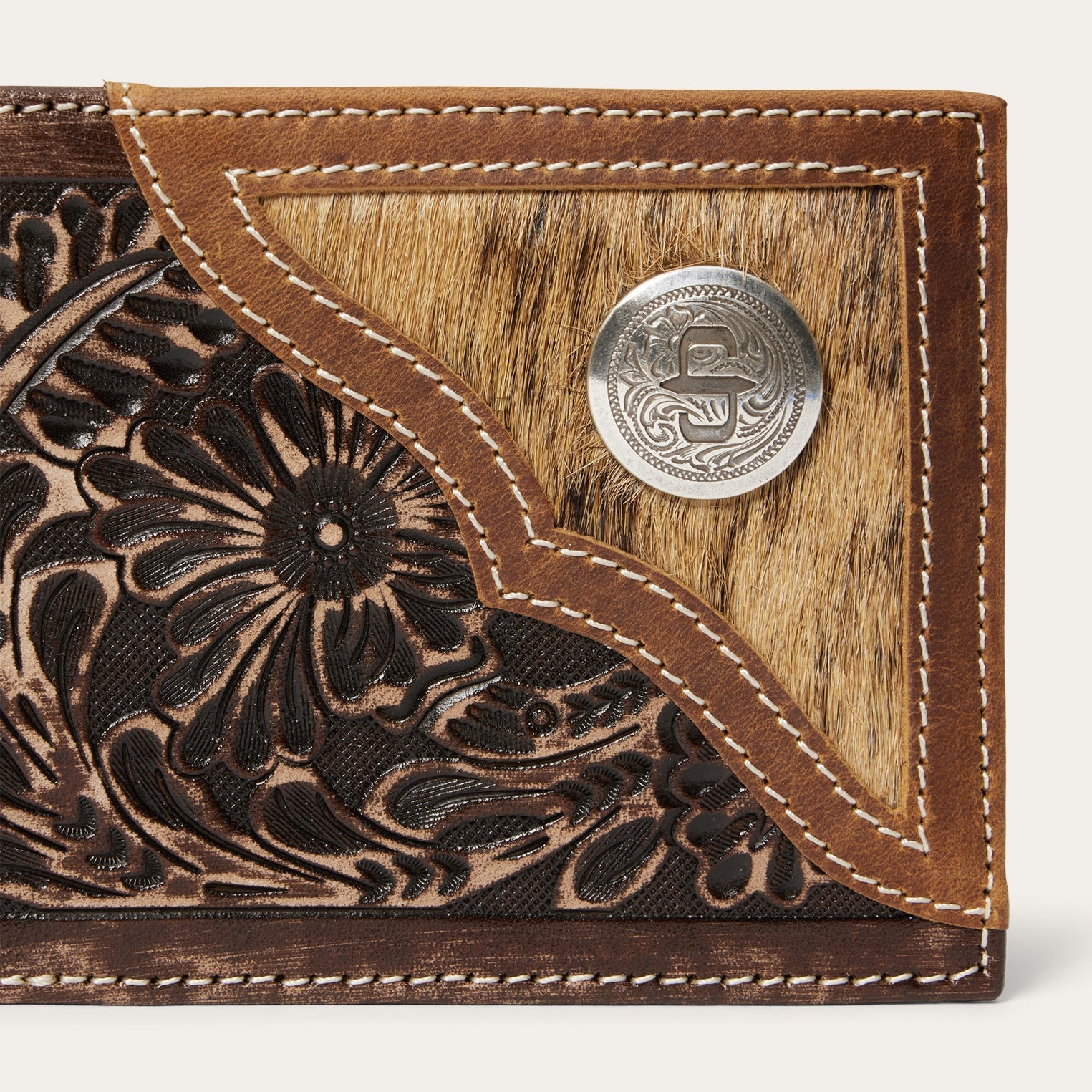 Hair-On-Hide Concho Bi-Fold Wallet Vintage Brown | Stetson