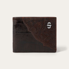 Tooled Embossed Croco Bi-Fold Wallet Brown | Stetson
