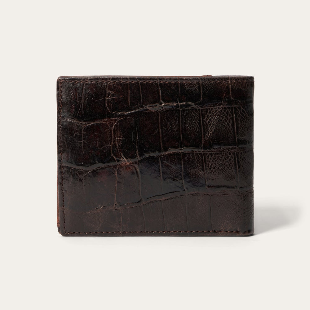 Tooled Embossed Croco Bi-Fold Wallet Brown | Stetson