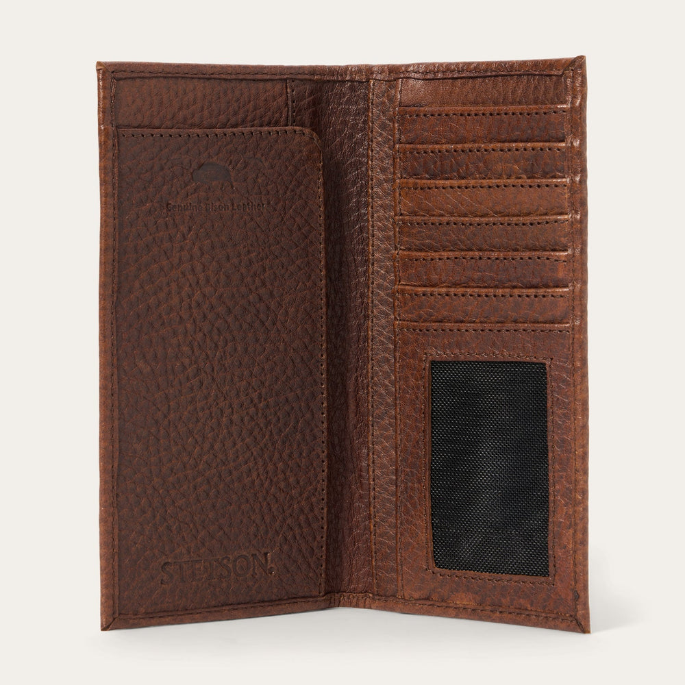 Bison Leather Stetson Rivet Checkbook Wallet Hazelnut Bison | Stetson