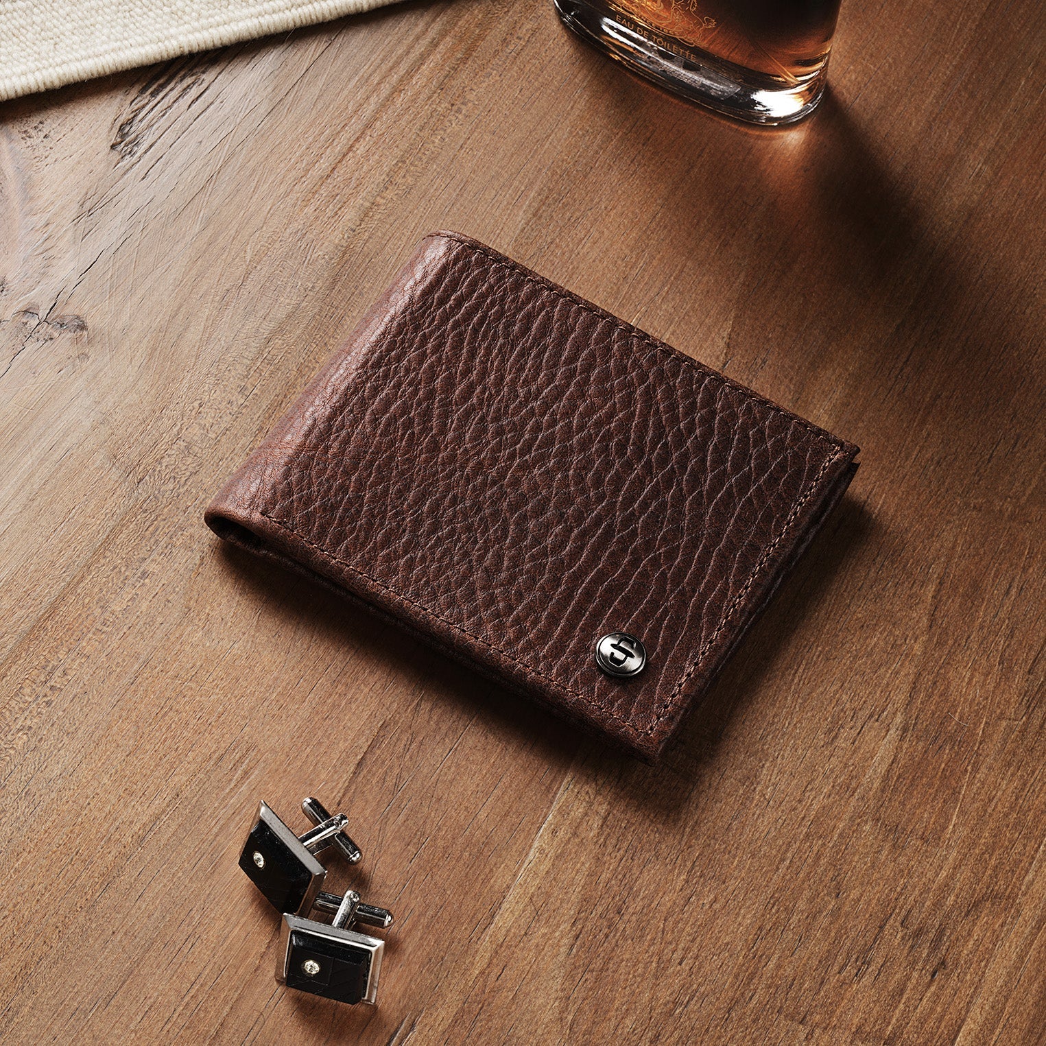Bison Leather Stetson Rivet Bi-Fold Wallet Hazelnut Bison | Stetson