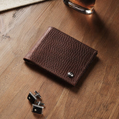 Bison Leather Stetson Rivet Bi-Fold Wallet Hazelnut Bison | Stetson