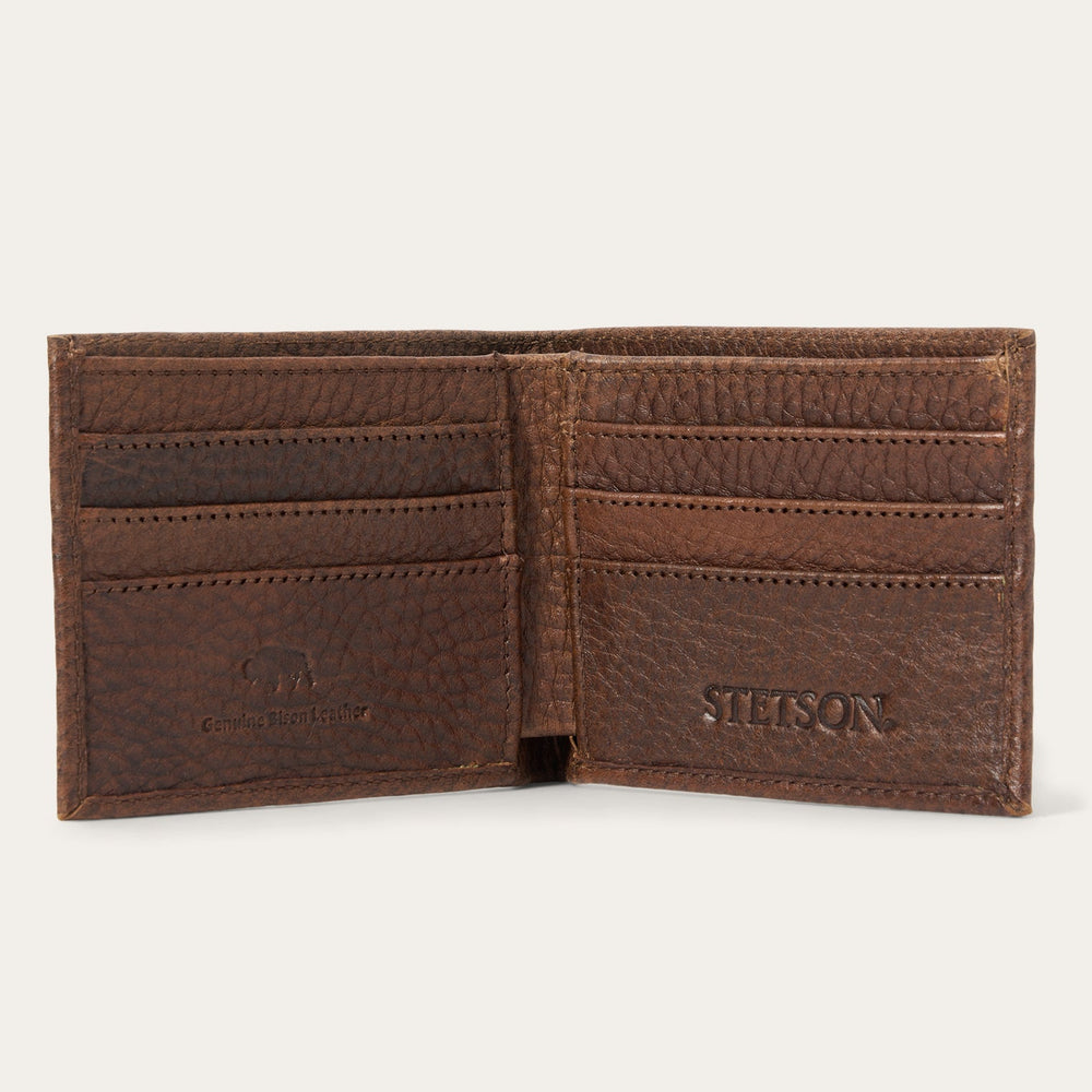 Bison Leather Stetson Rivet Bi-Fold Wallet Hazelnut Bison | Stetson