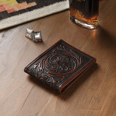 Tooled Bi-Fold Wallet Brown | Stetson