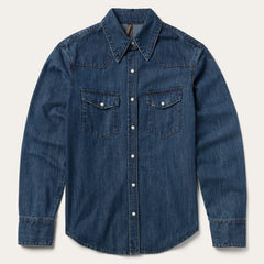 Dark Denim Snap Western Shirt Blue | Stetson