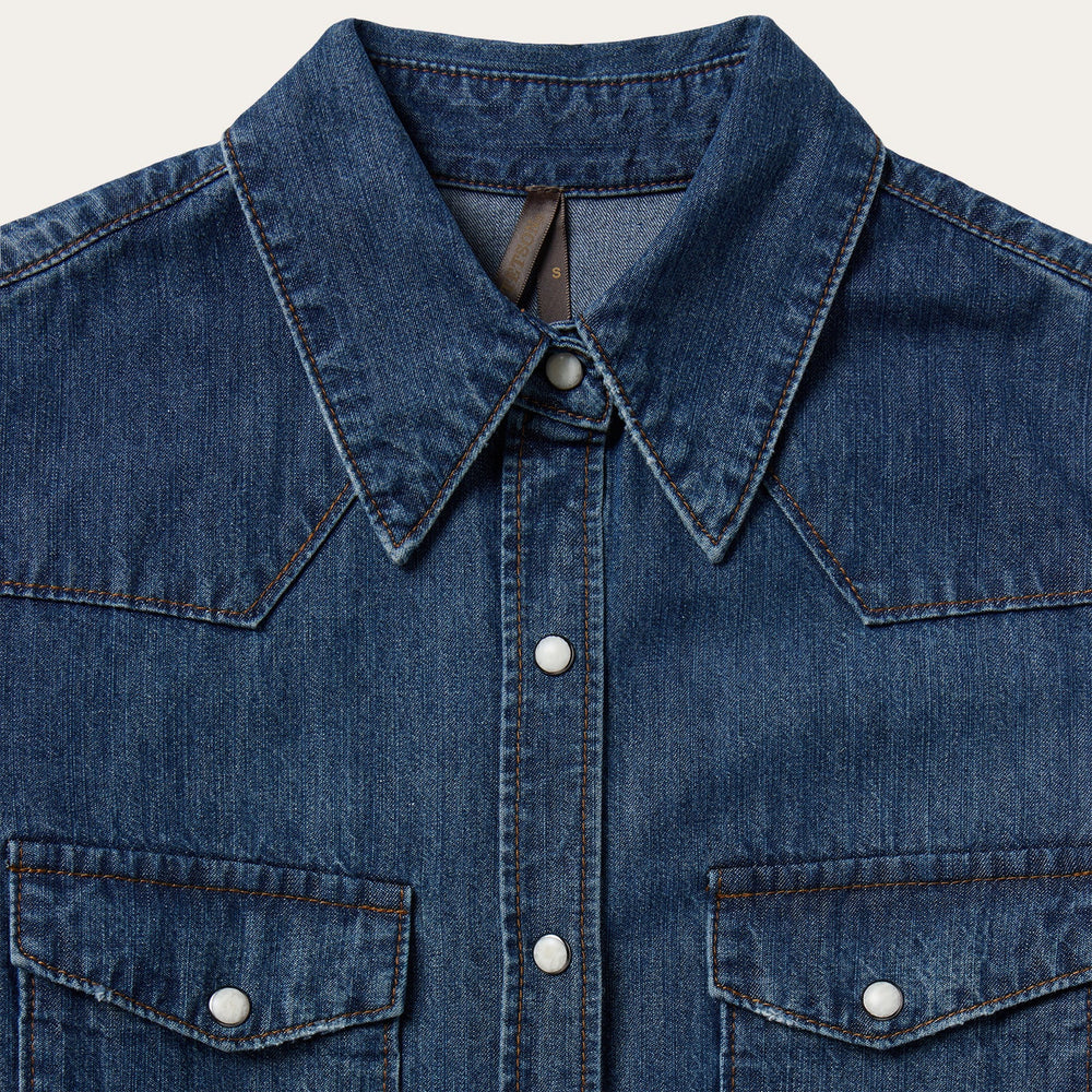 Dark Denim Snap Western Shirt Blue | Stetson