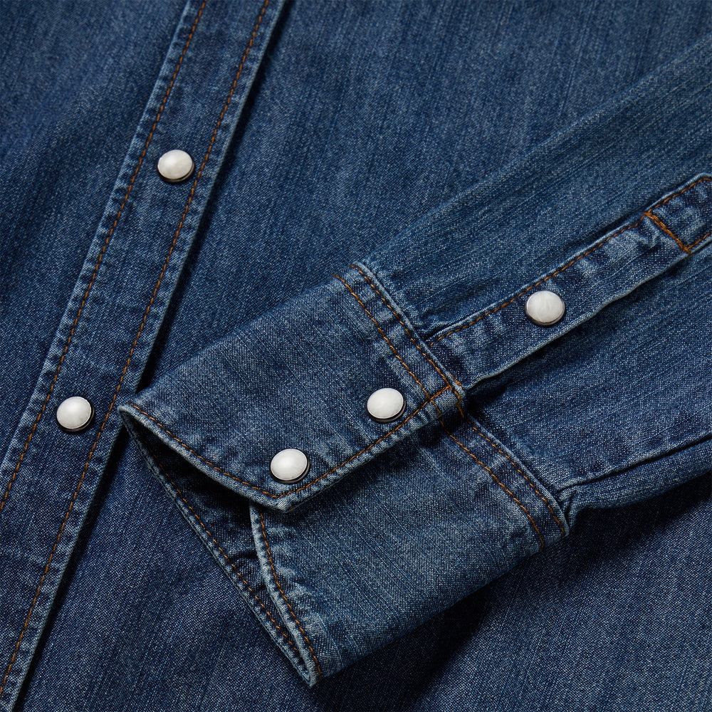 Dark Denim Snap Western Shirt Blue | Stetson