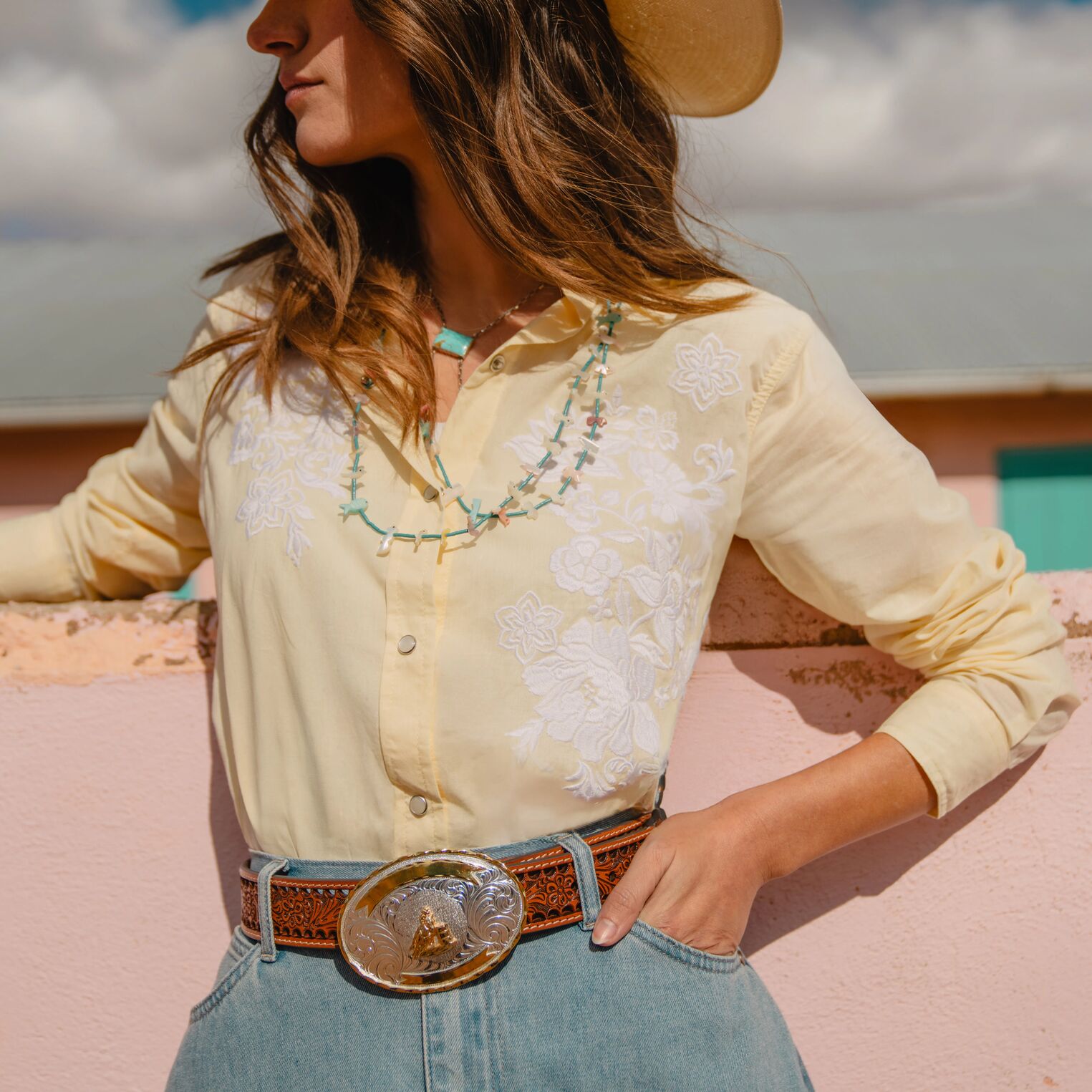 Embroidered Western Shirt Yellow | Stetson