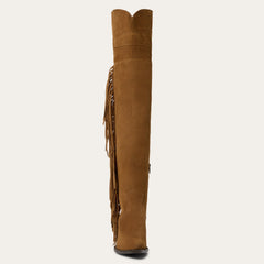 Glam Over-The-Knee Fringe Boot Tan Suede | Stetson