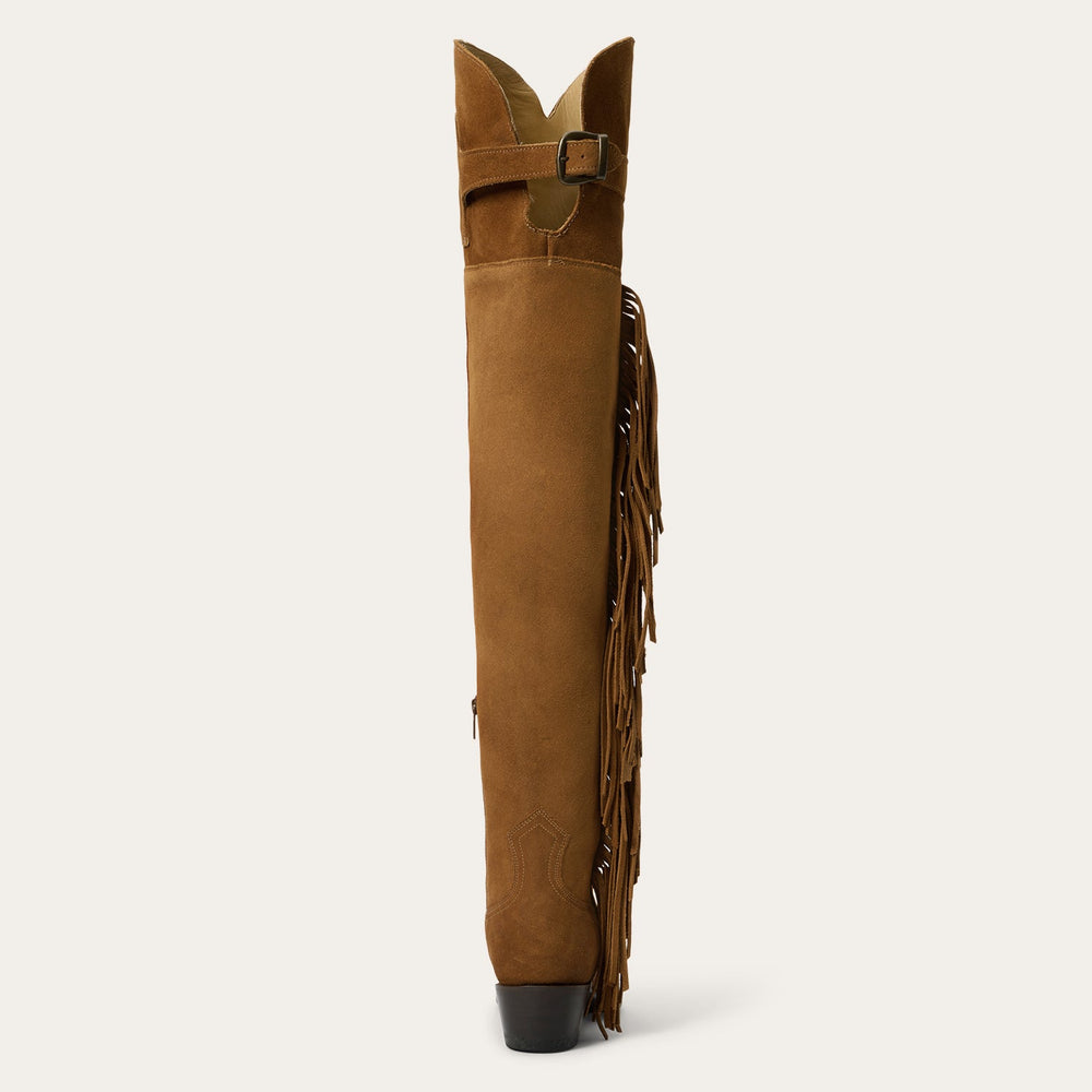 Glam Over-The-Knee Fringe Boot Tan Suede | Stetson