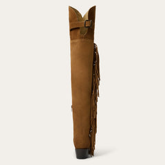 Glam Over-The-Knee Fringe Boot Tan Suede | Stetson