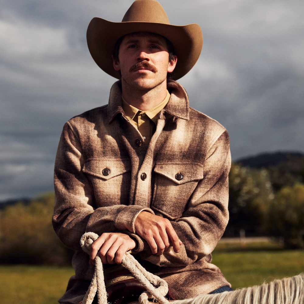 Wool Plaid Shirt Jacket Brown | Stetson