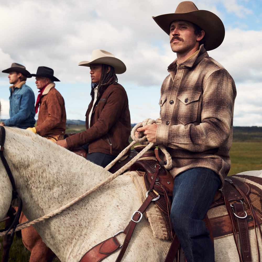 Wool Plaid Shirt Jacket Brown | Stetson