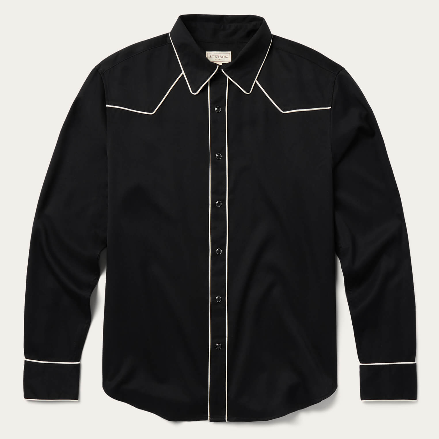 Vintage Piped Western Shirt Black | Stetson