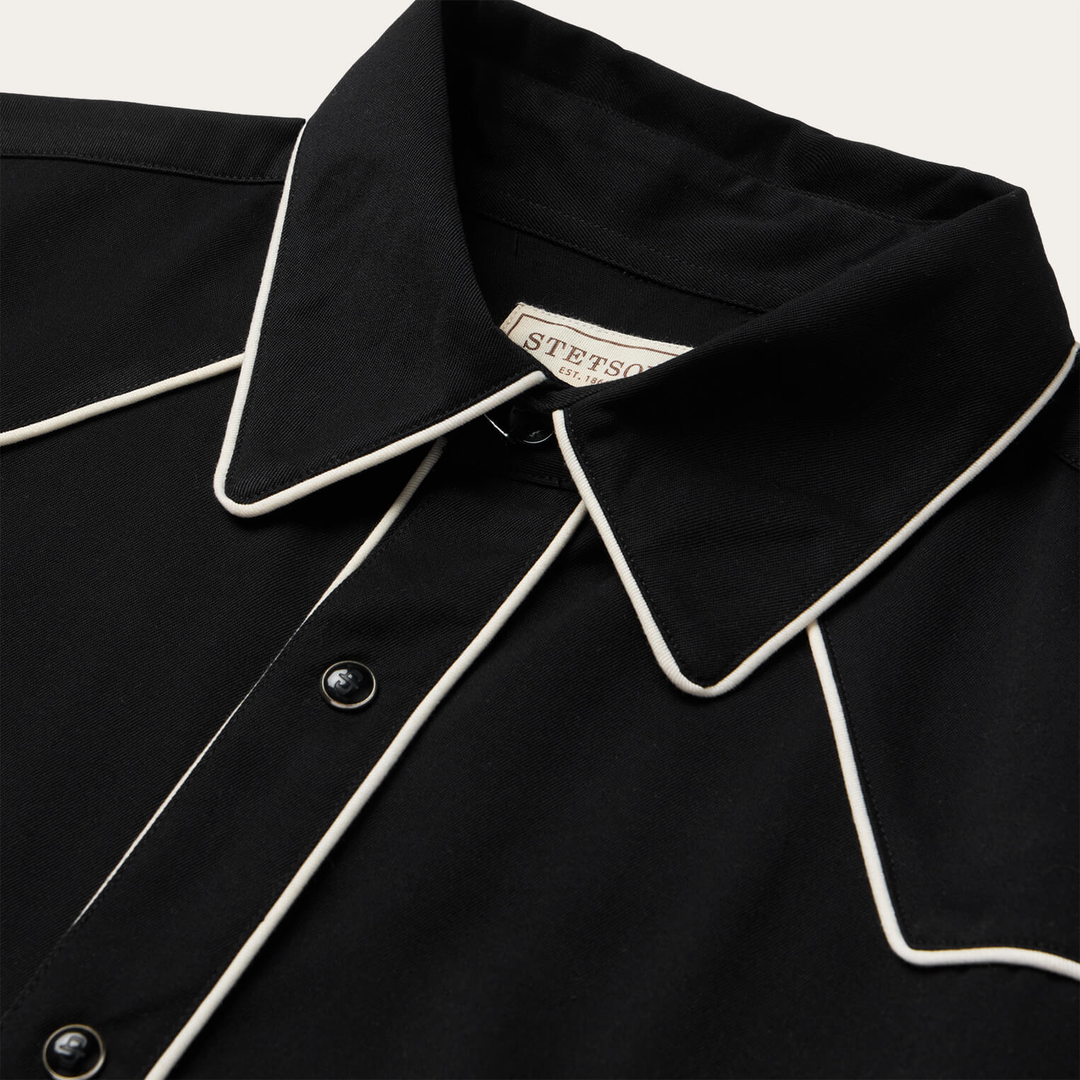 Vintage Piped Western Shirt Black | Stetson