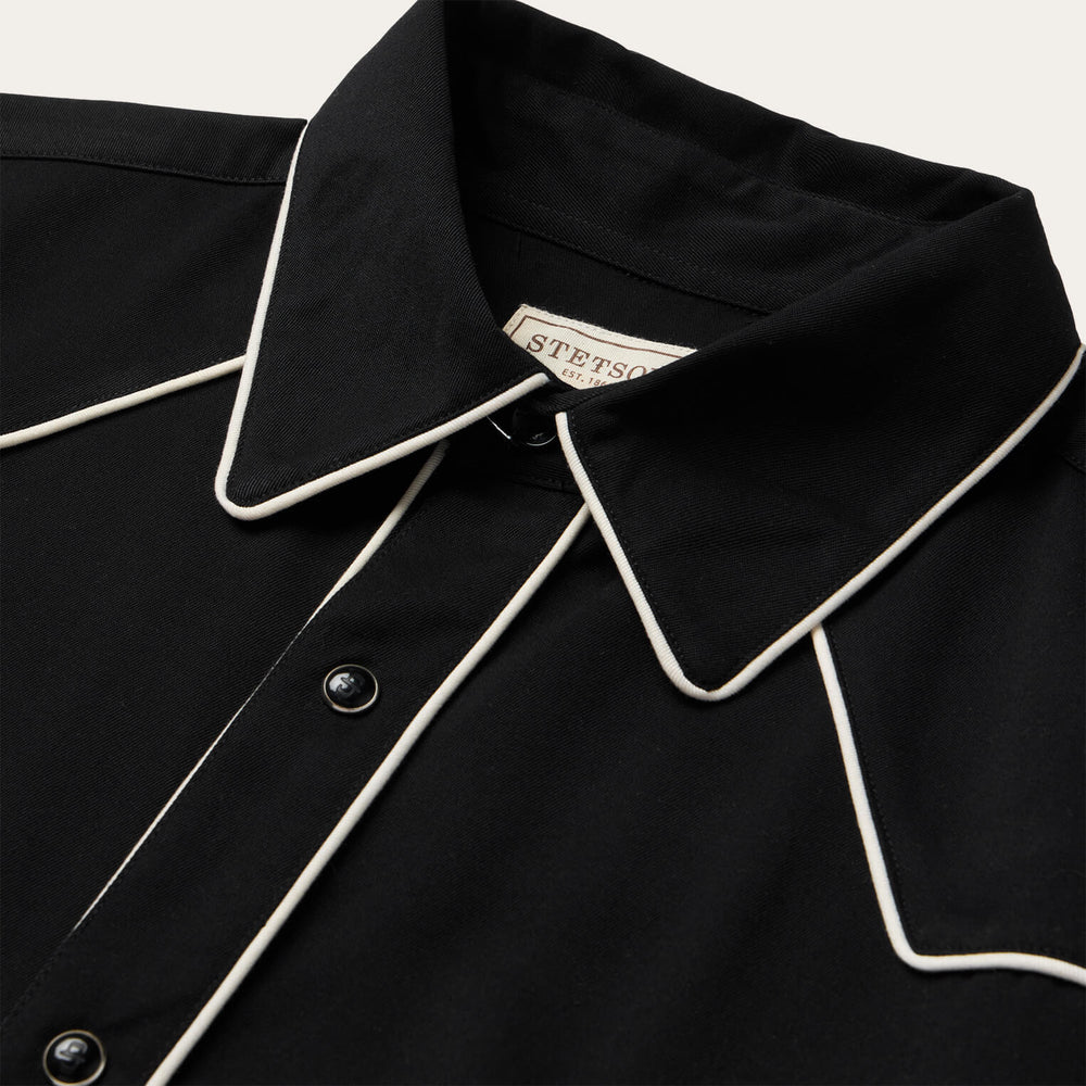 Vintage Piped Western Shirt Black | Stetson