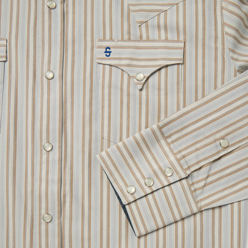 Ticking Stripe Western Shirt Brown | Stetson