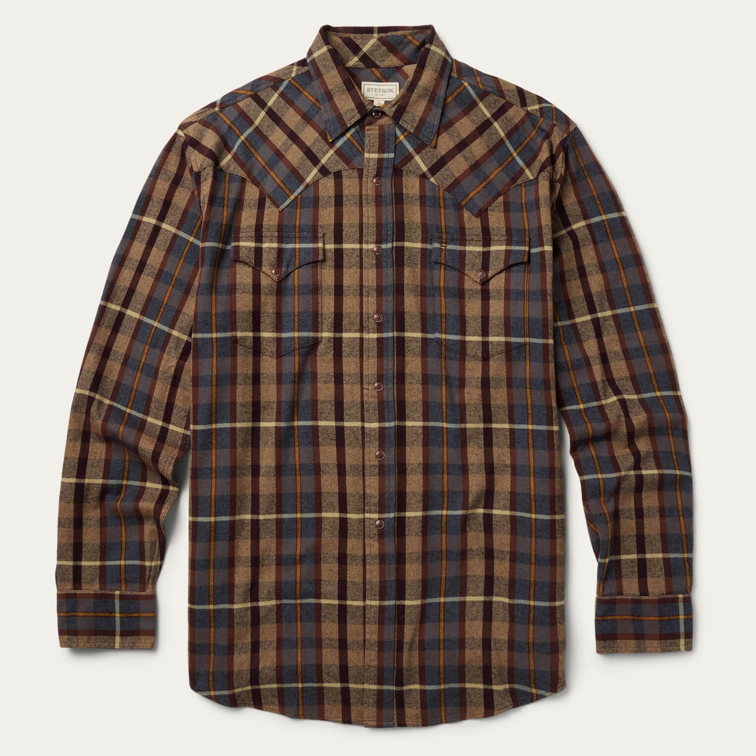 Brushed Flannel Western Shirt Brown | Stetson