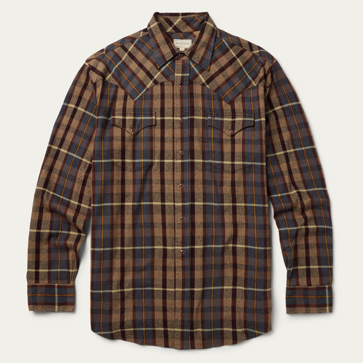 Brushed Flannel Western Shirt Brown | Stetson