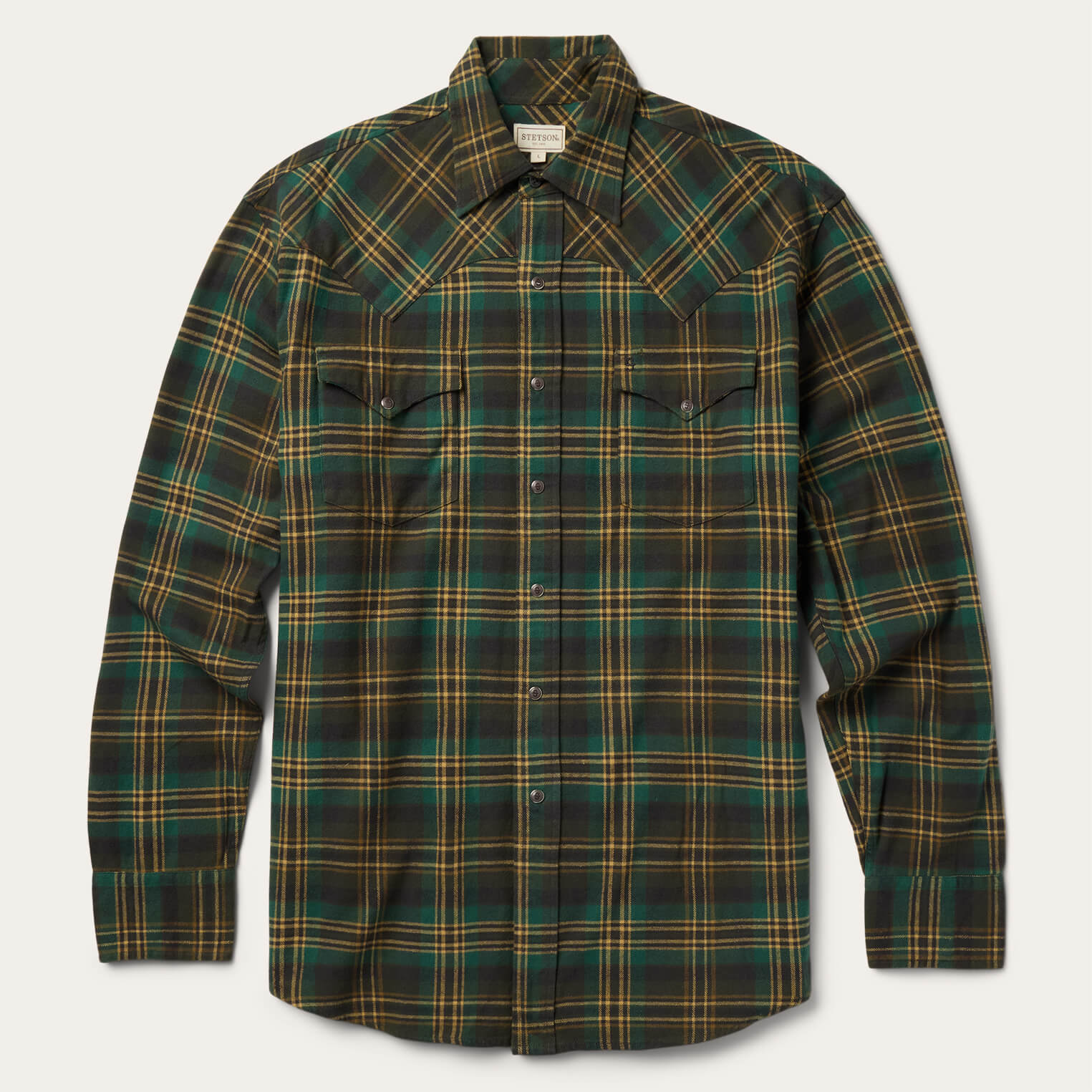 Brushed Flannel Western Shirt Green | Stetson