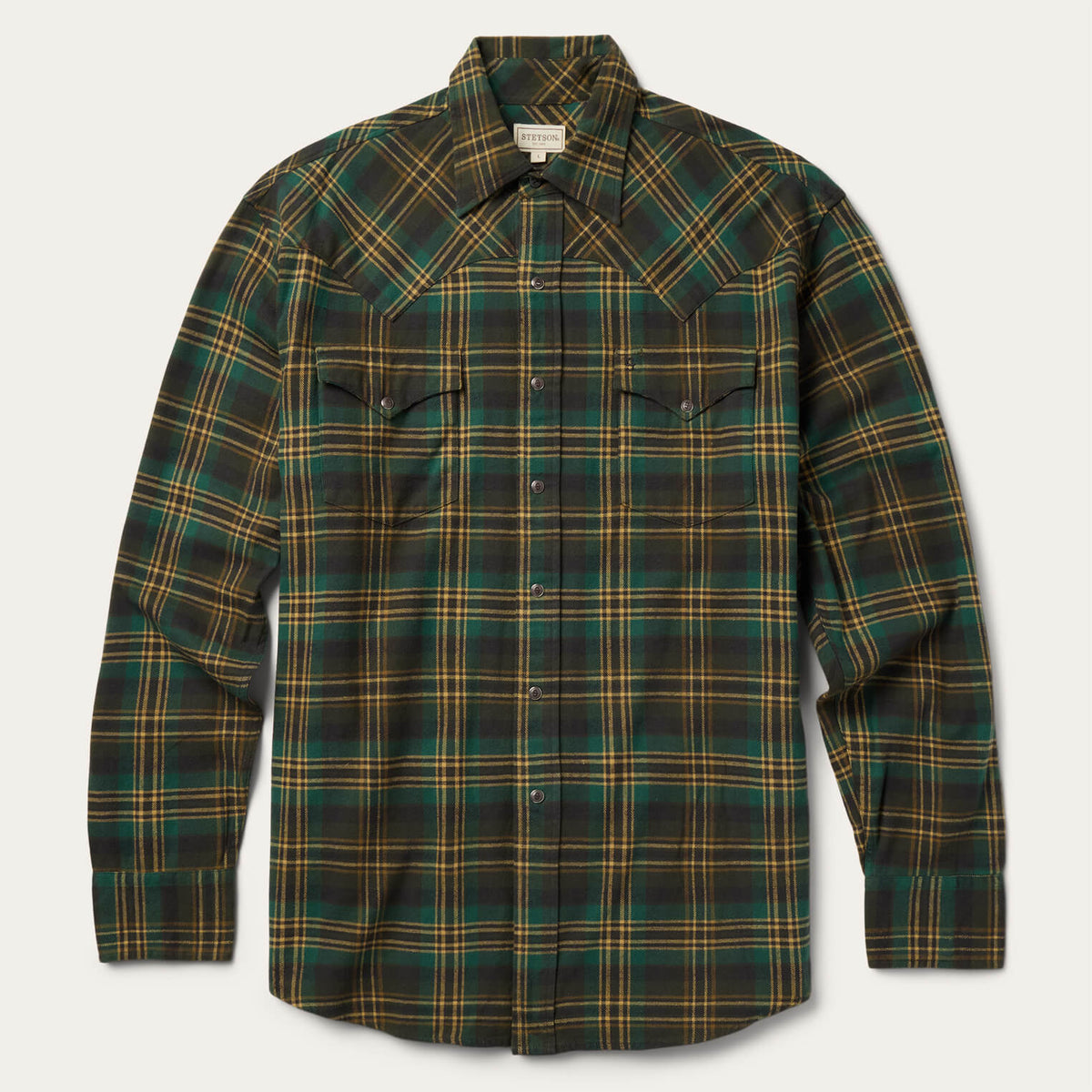 Brushed Flannel Western Shirt Green | Stetson