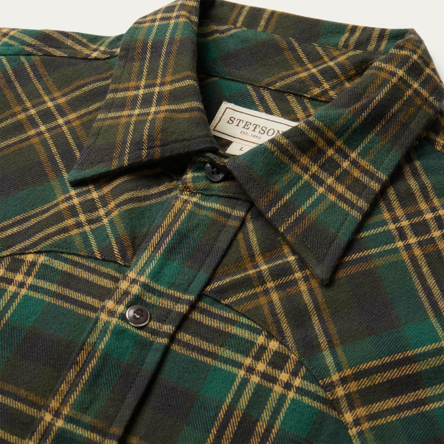 Brushed Flannel Western Shirt Green | Stetson