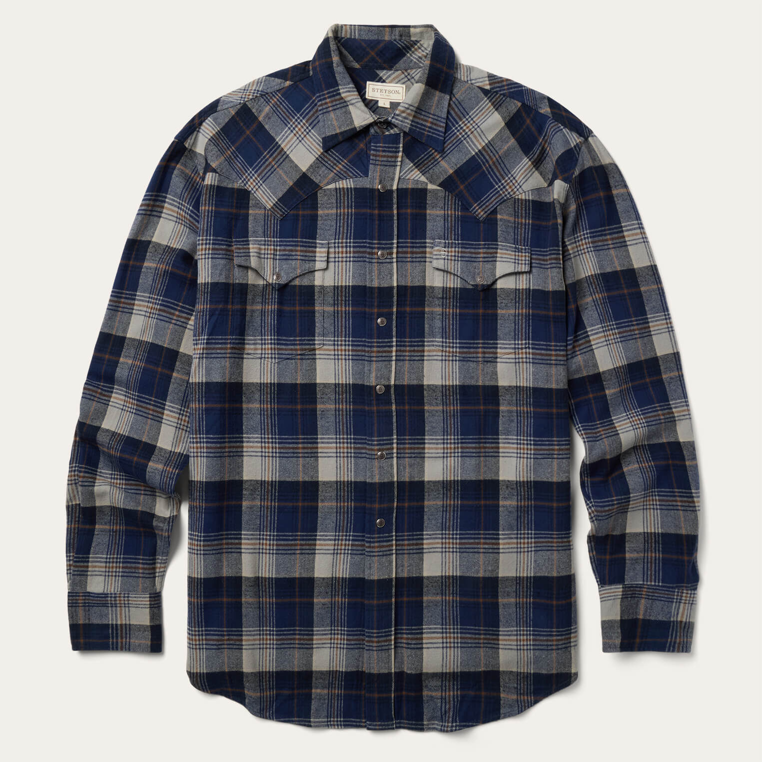 Brushed Flannel Western Shirt Blue | Stetson
