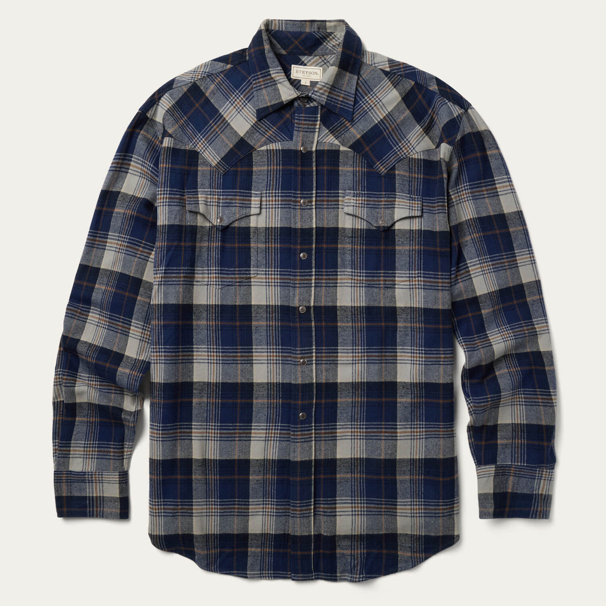 Brushed Flannel Western Shirt Blue | Stetson