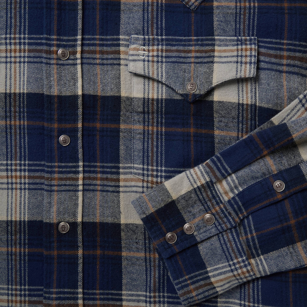 Brushed Flannel Western Shirt Blue | Stetson