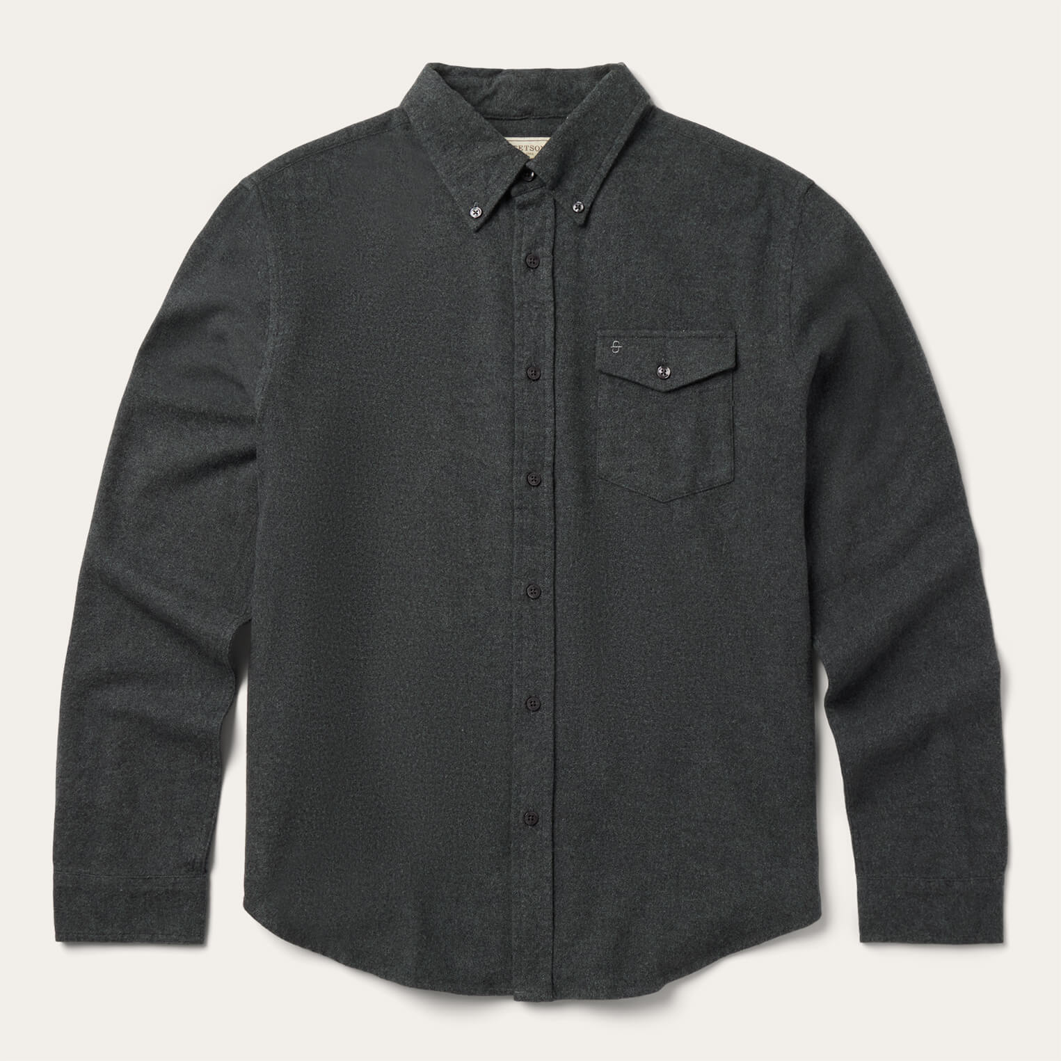 Heathered Flannel Button-Down Shirt Grey | Stetson