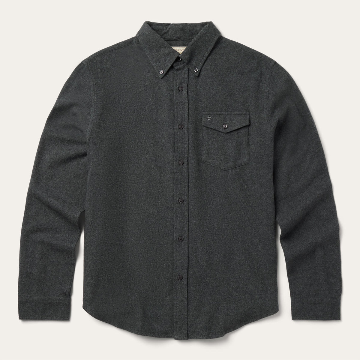 Heathered Flannel Button-Down Shirt Grey | Stetson