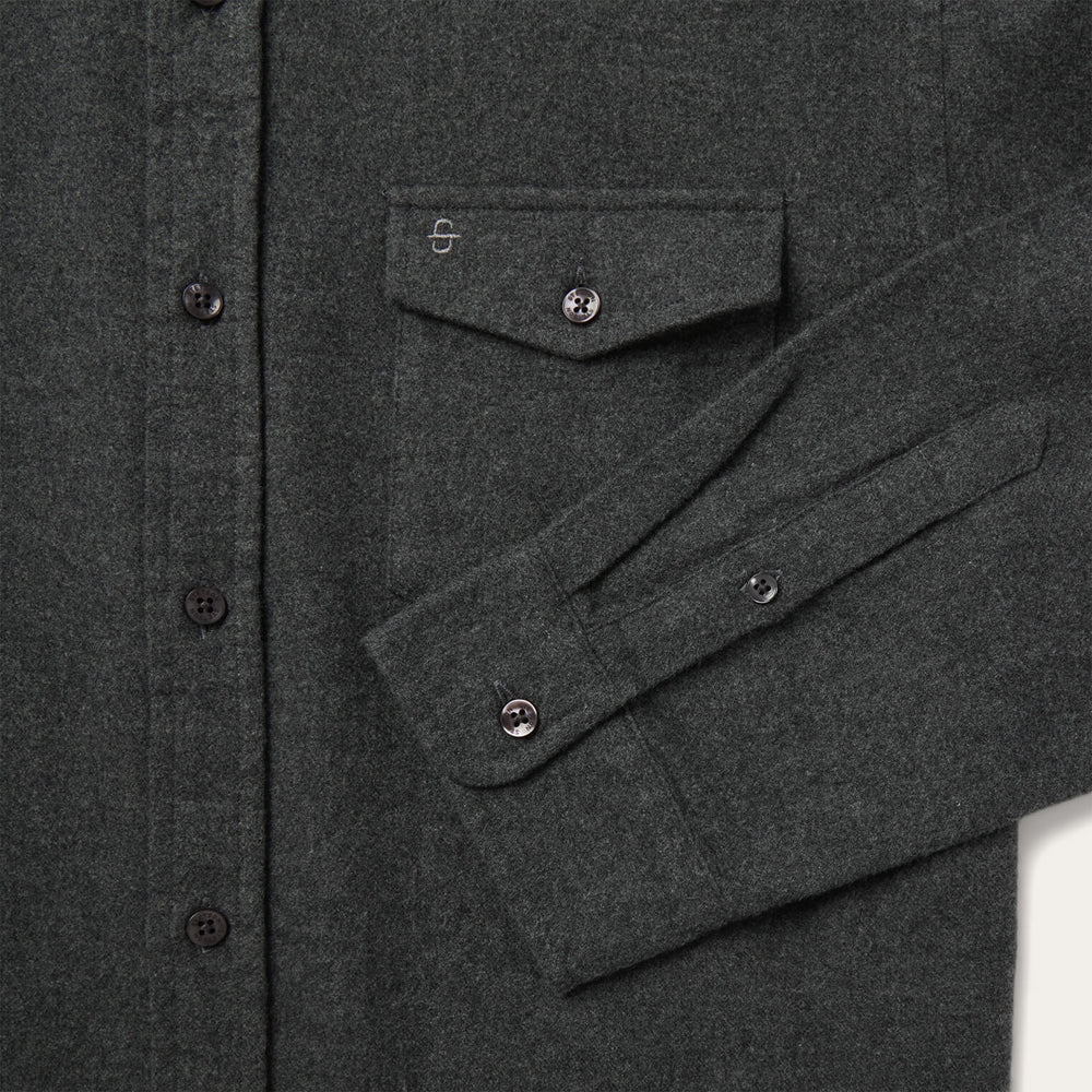 Heathered Flannel Button-Down Shirt Grey | Stetson
