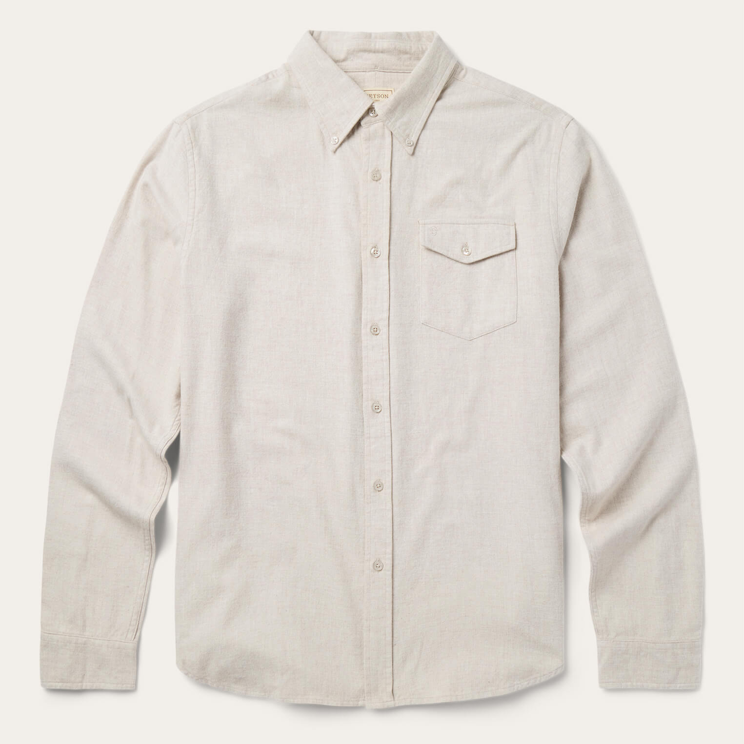 Heathered Flannel Button-Down Shirt White | Stetson