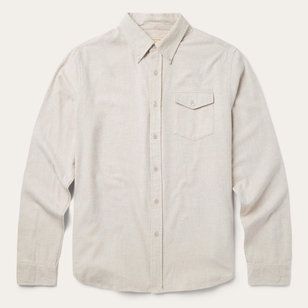Heathered Flannel Button-Down Shirt White | Stetson