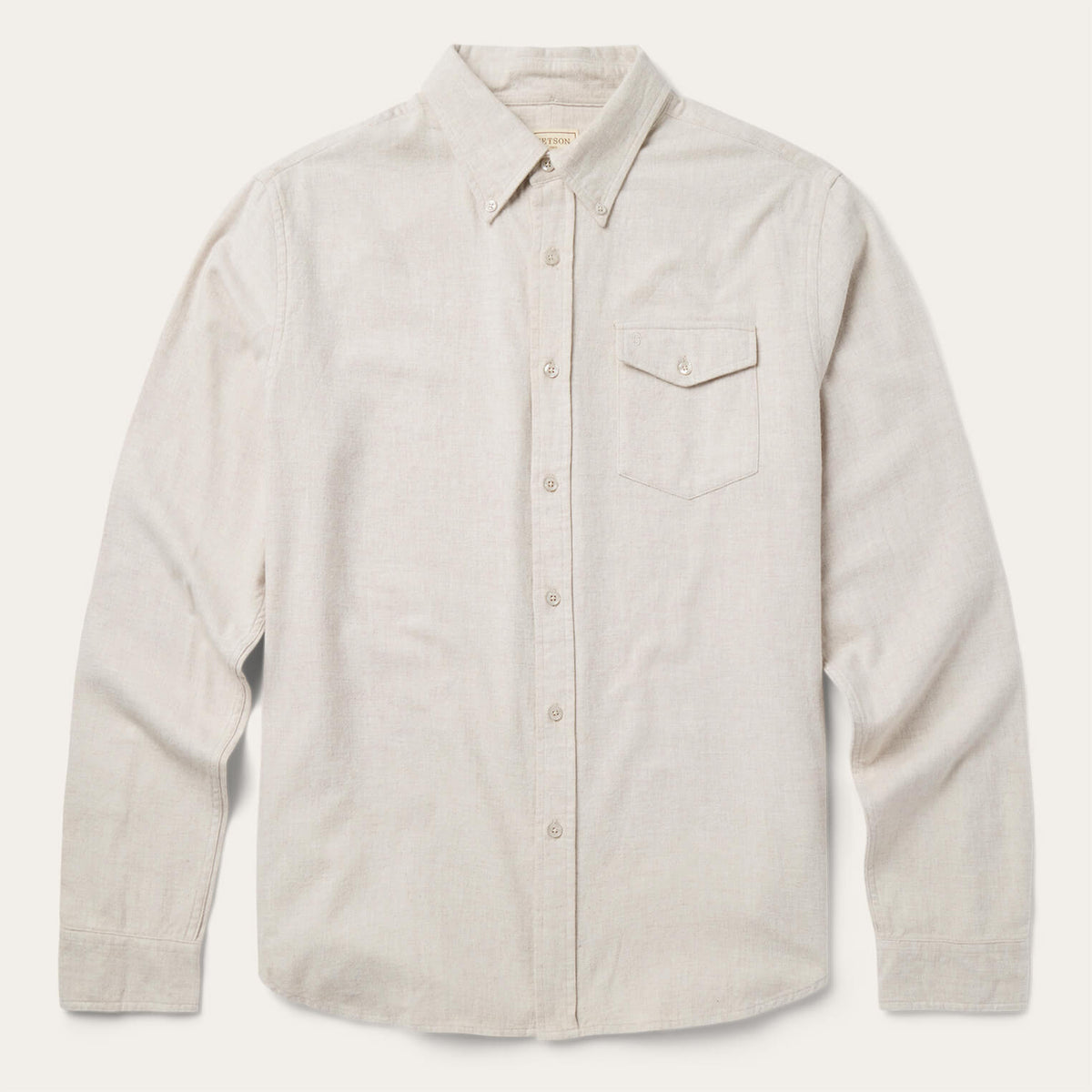 Heathered Flannel Button-Down Shirt White | Stetson