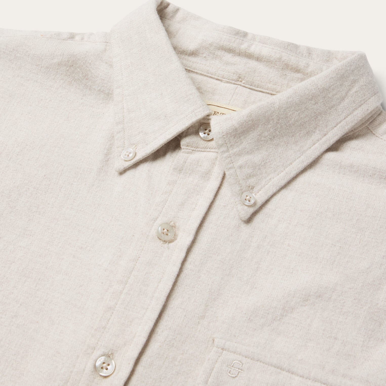 Heathered Flannel Button-Down Shirt White | Stetson